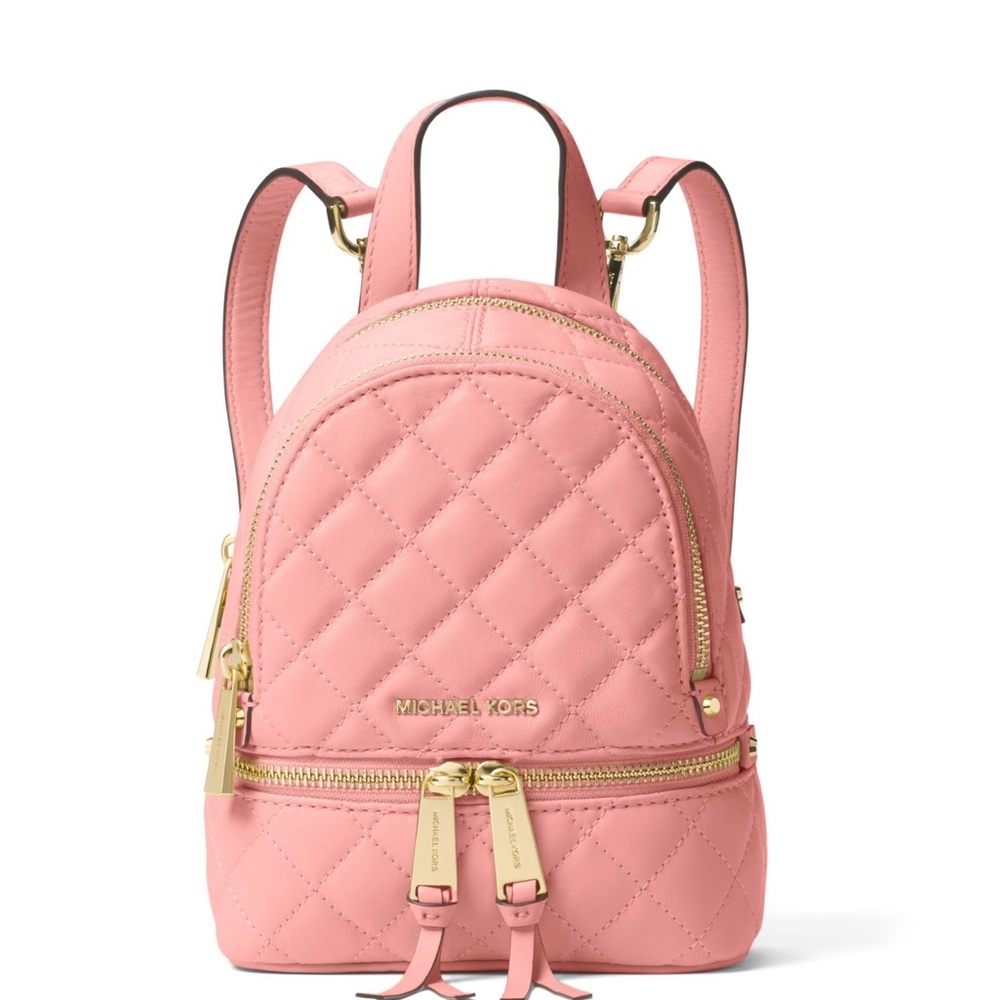Michael Kors quilted leather mini backpack in baby pink